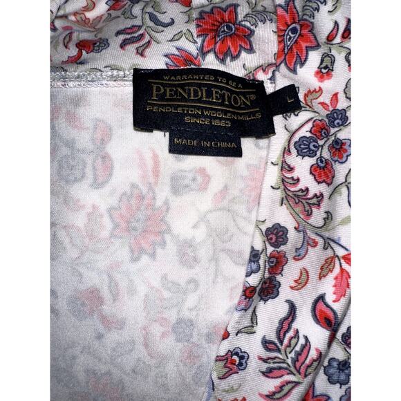 Pendleton Sleeveless Top White Blue Pink Floral Large - Picture 4 of 4